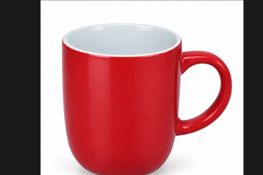 300 ML Red Ceramic Mug - Classic Round Coffee Cup