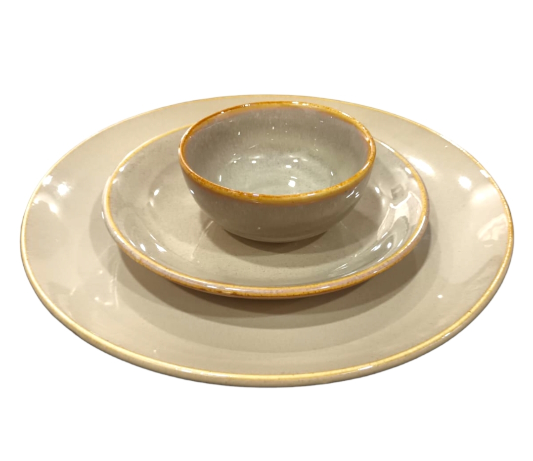 10 Inch Ceramic Plate with Quarter Plate & Small Bowl Set