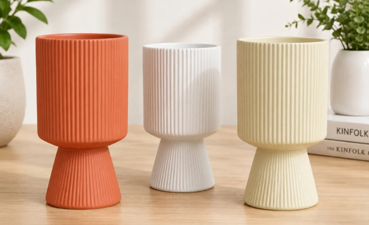 Ribbed Ceramic Planter - Wholesale Ceramic Plant Pot